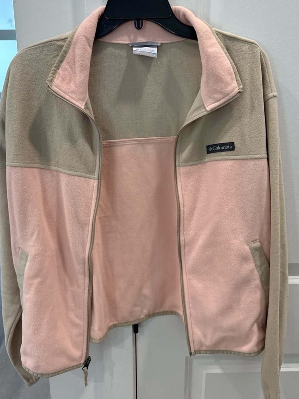 Columbia Women's Pink & Tan Teddy Fleece Zip Jacket